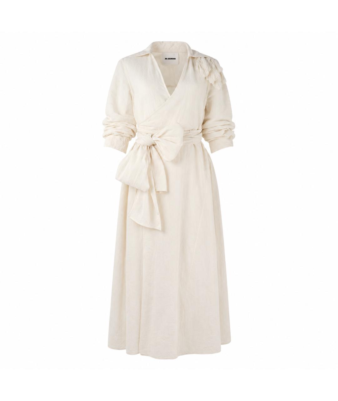 JIL SANDER Бежевое льняное платье, фото 1