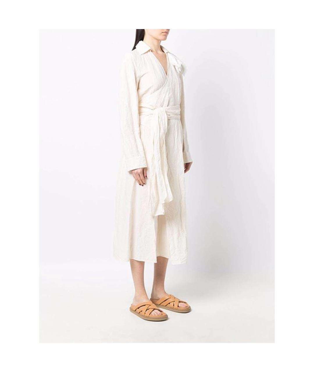 JIL SANDER Бежевое льняное платье, фото 7
