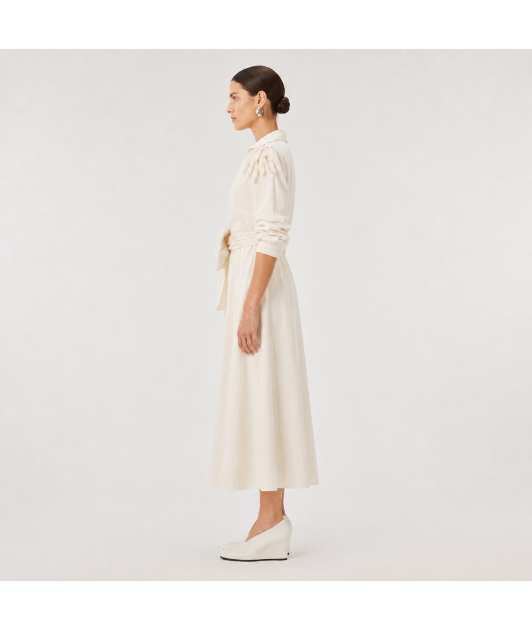 JIL SANDER Бежевое льняное платье, фото 7