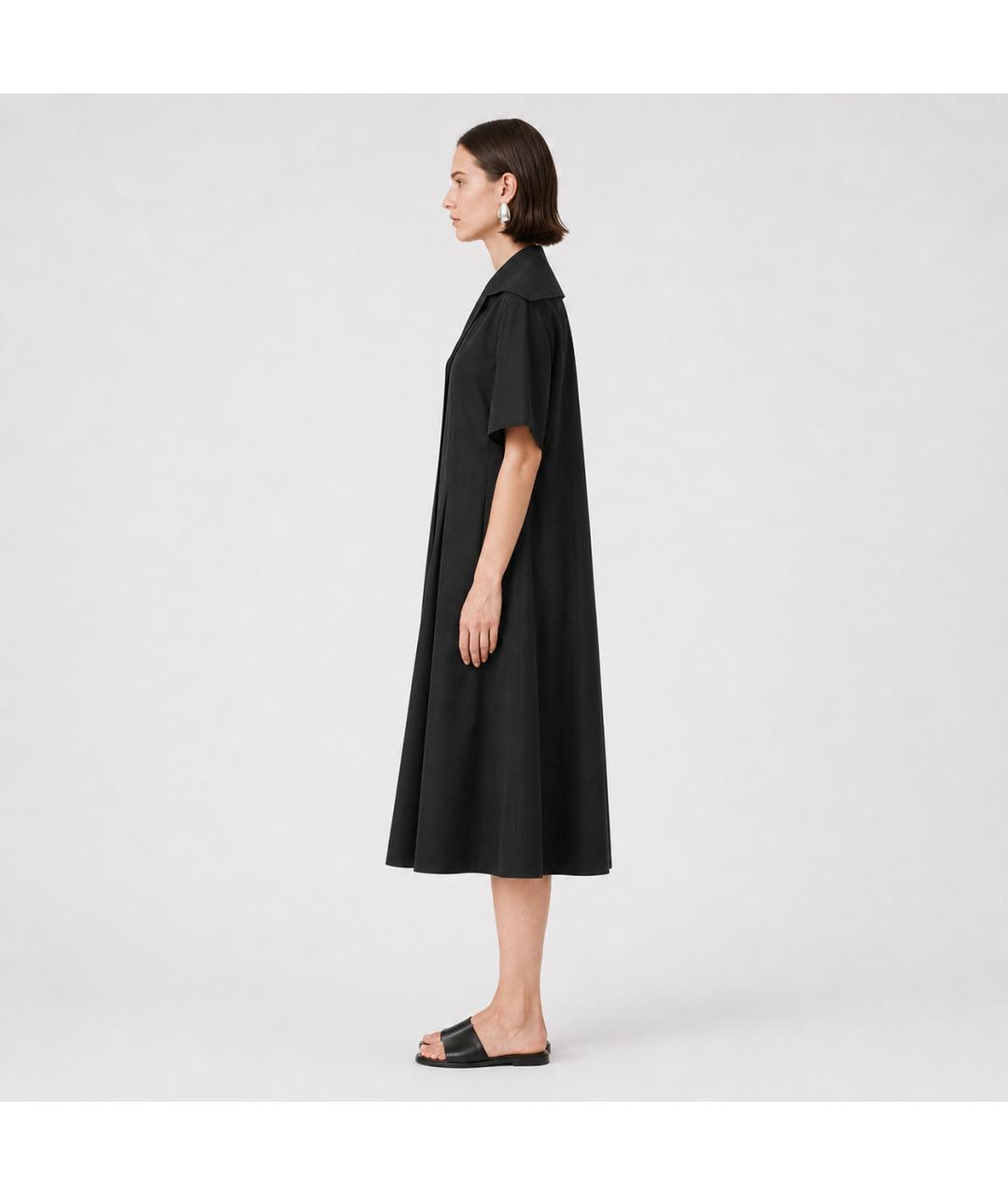 JIL SANDER Черное хлопковое вечернее платье, фото 7