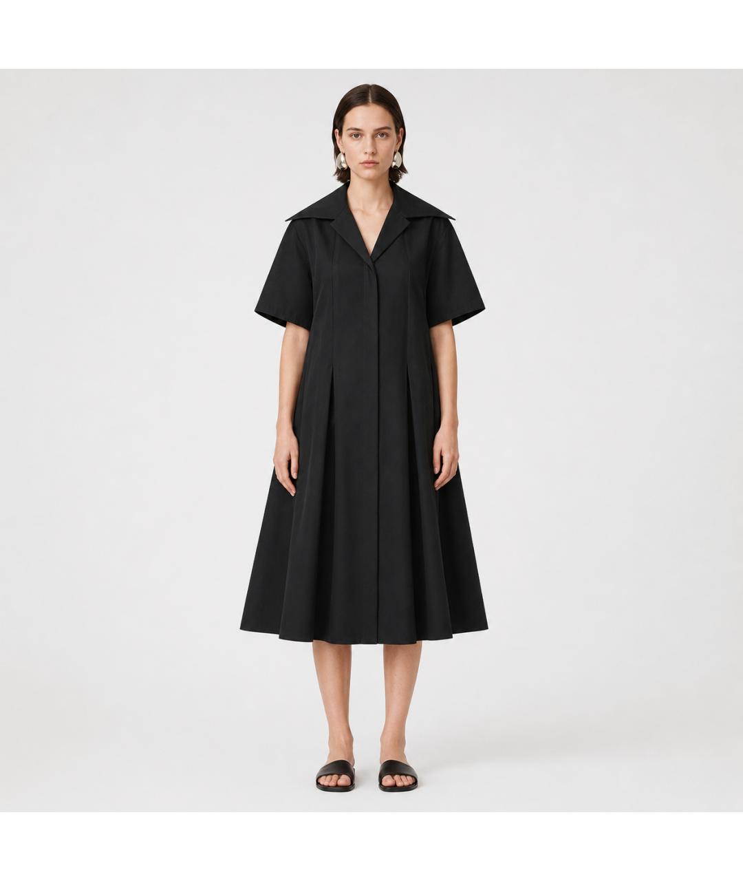 JIL SANDER Черное хлопковое вечернее платье, фото 5