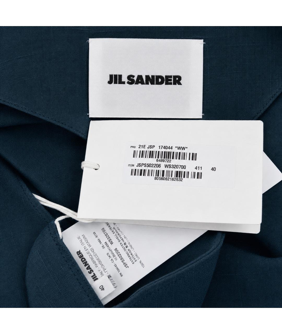 JIL SANDER Темно-синее льняное вечернее платье, фото 4