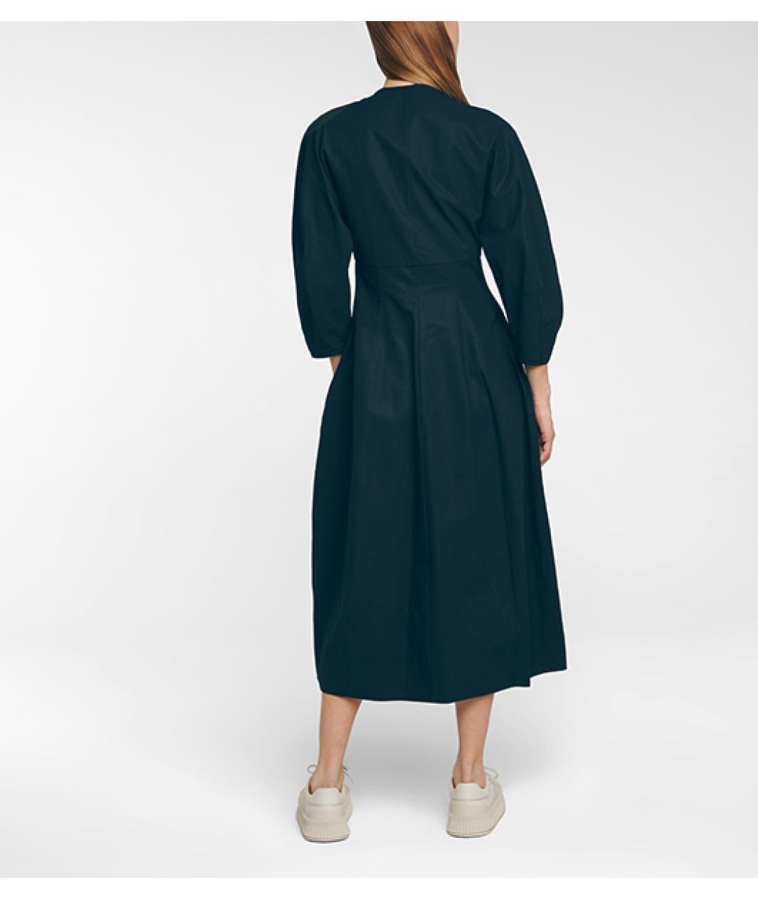 JIL SANDER Темно-синее льняное вечернее платье, фото 6