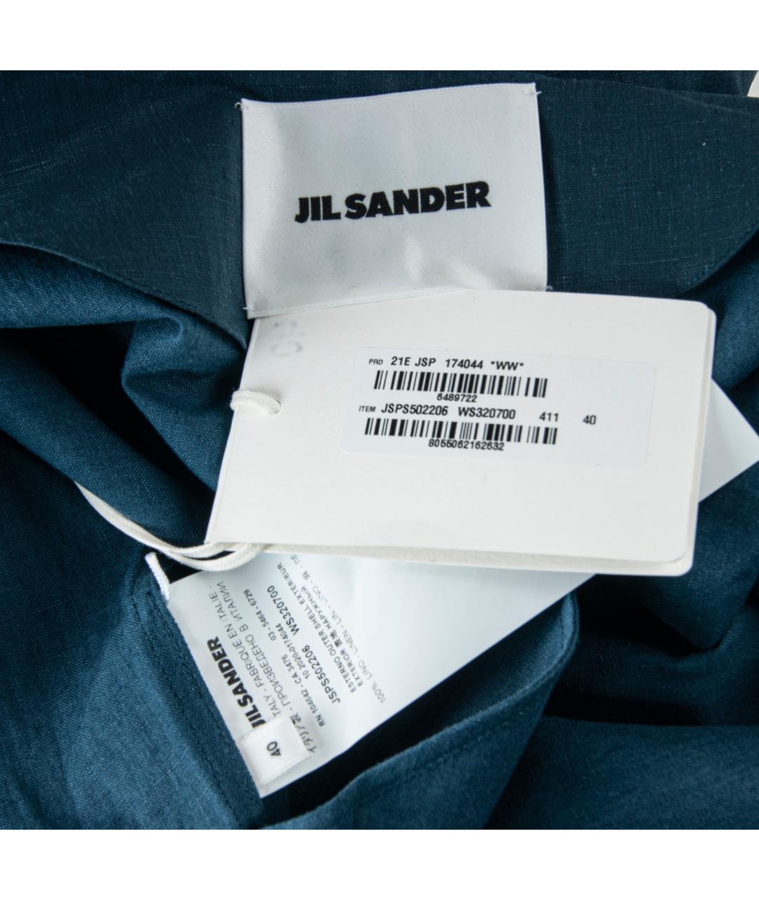 JIL SANDER Темно-синее льняное вечернее платье, фото 7