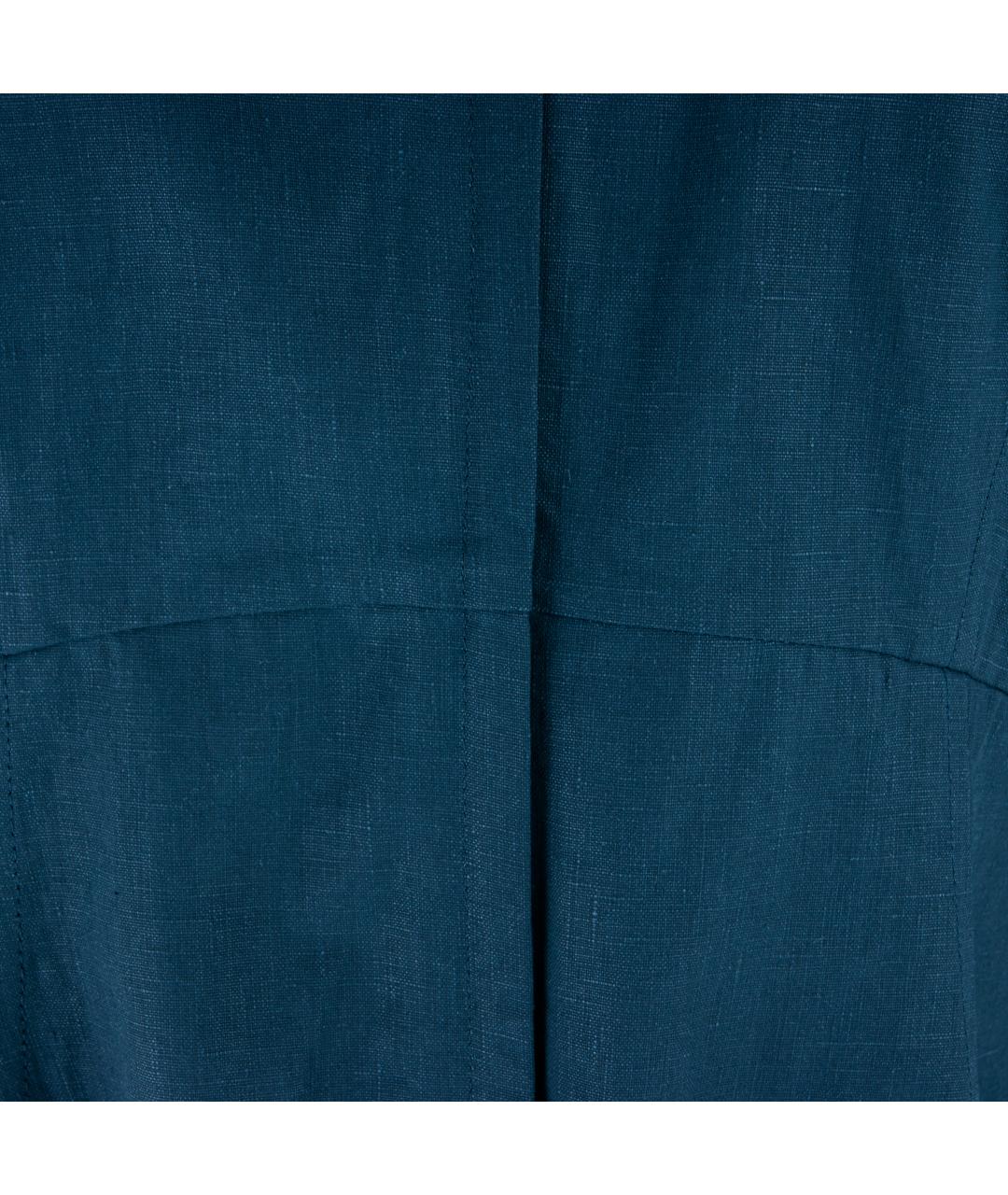 JIL SANDER Темно-синее льняное вечернее платье, фото 5