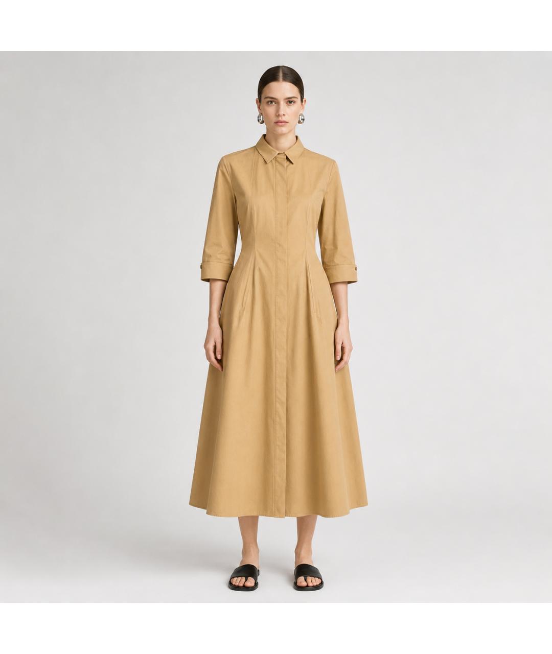JIL SANDER Горчичное хлопковое платье, фото 4
