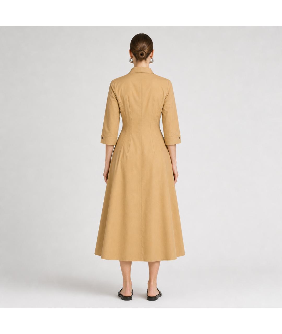 JIL SANDER Горчичное хлопковое платье, фото 5
