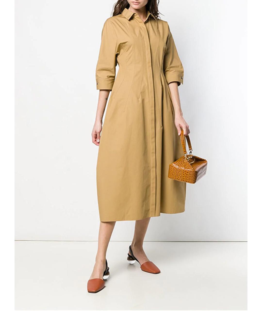 JIL SANDER Горчичное хлопковое платье, фото 2