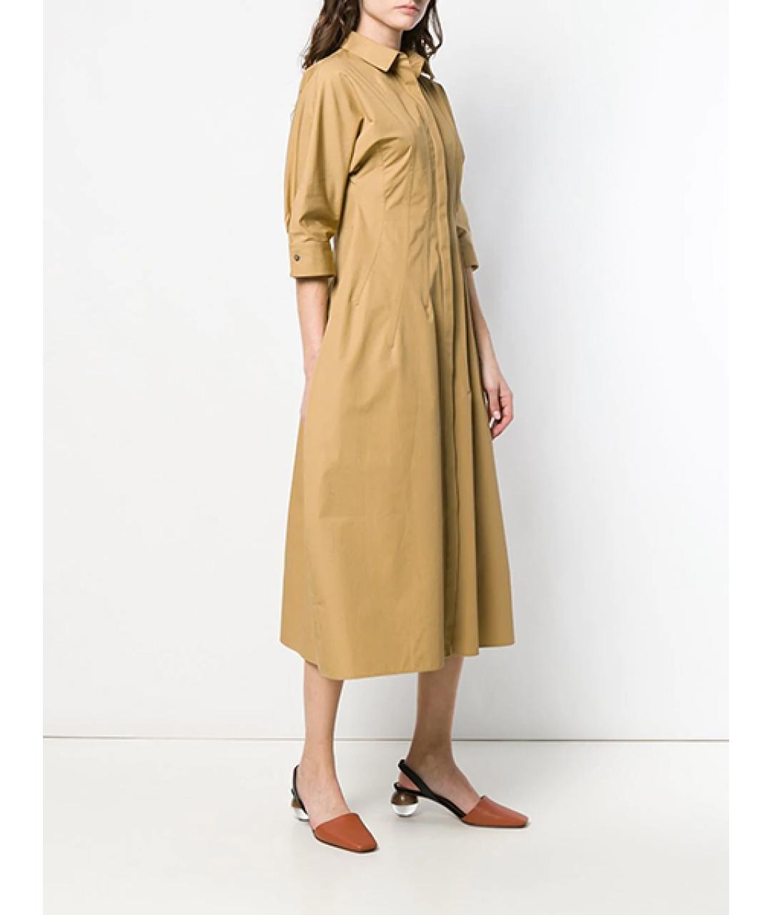 JIL SANDER Горчичное хлопковое платье, фото 3