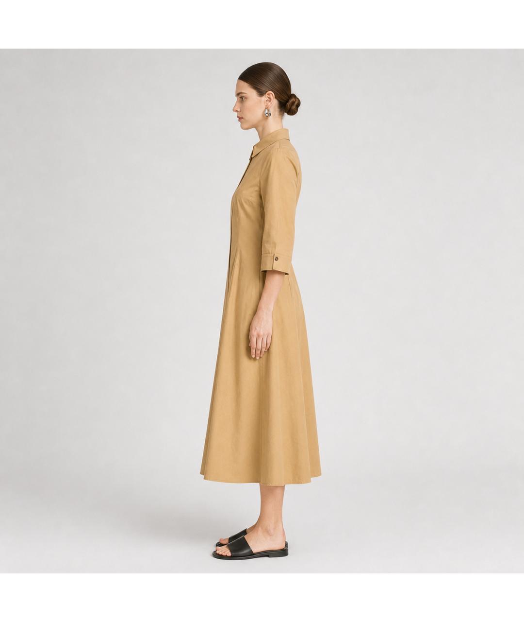JIL SANDER Горчичное хлопковое платье, фото 6