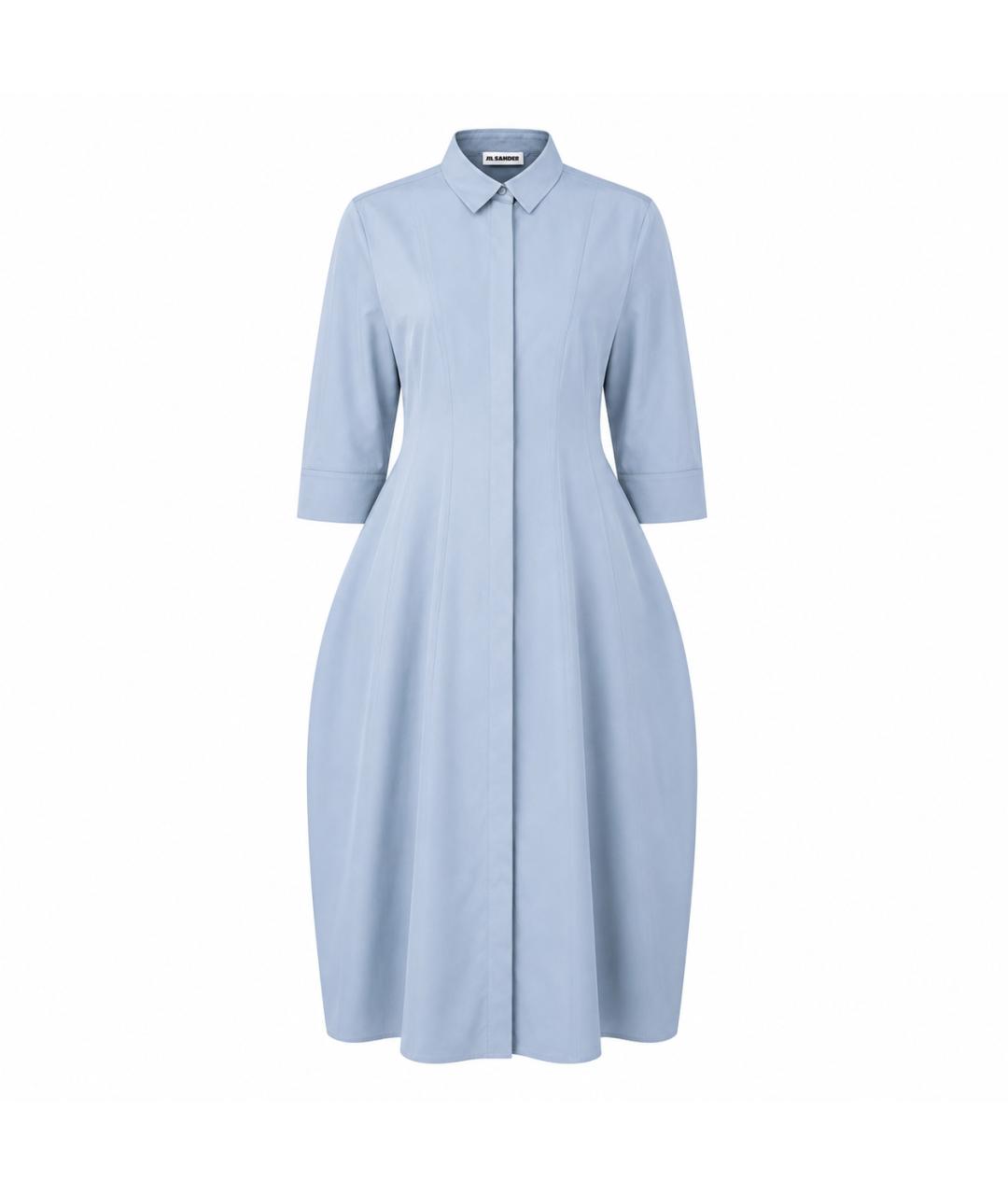 JIL SANDER Голубое хлопковое платье, фото 1