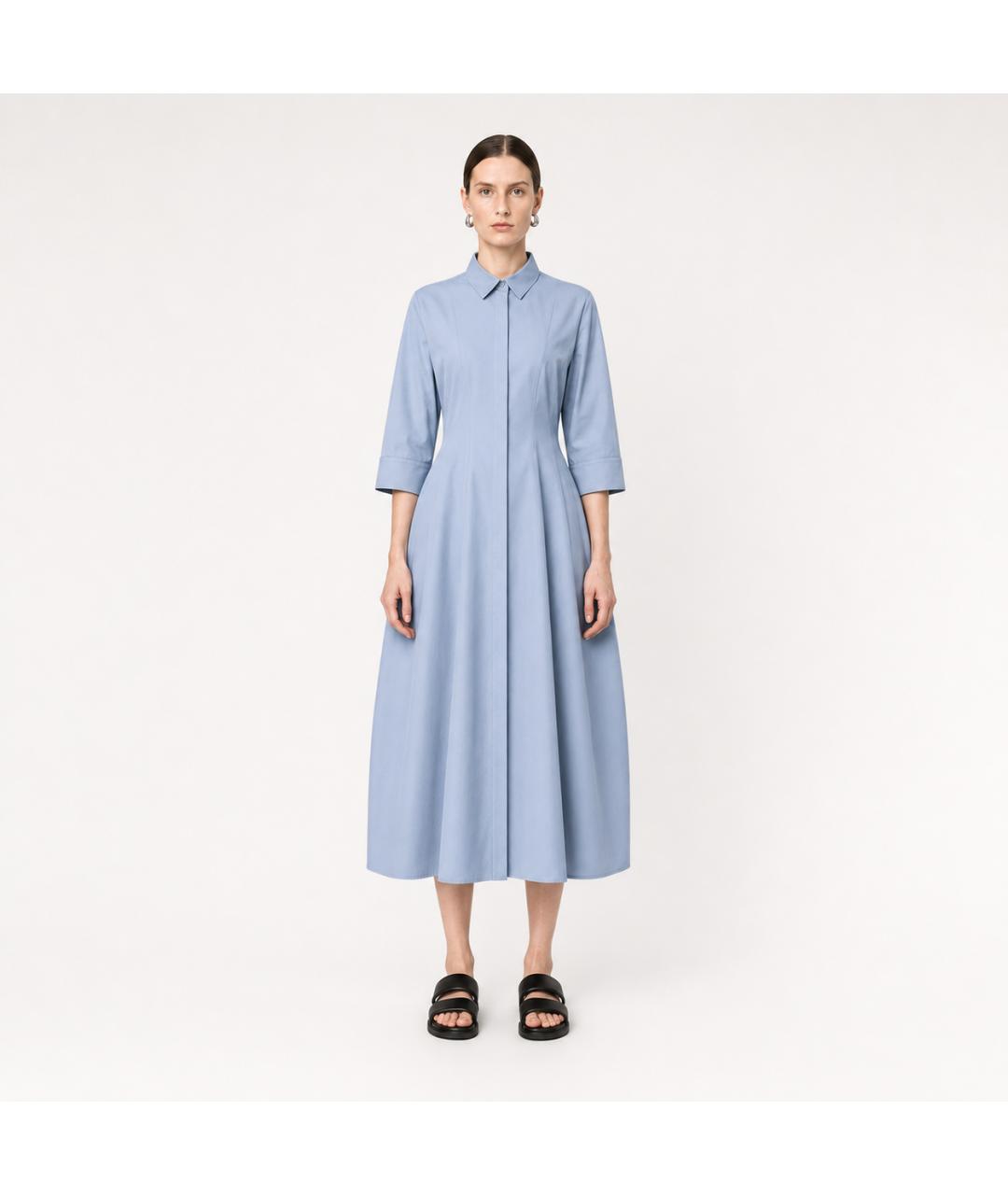 JIL SANDER Голубое хлопковое платье, фото 4