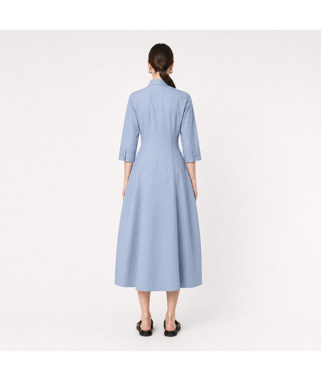 JIL SANDER Голубое хлопковое платье, фото 5