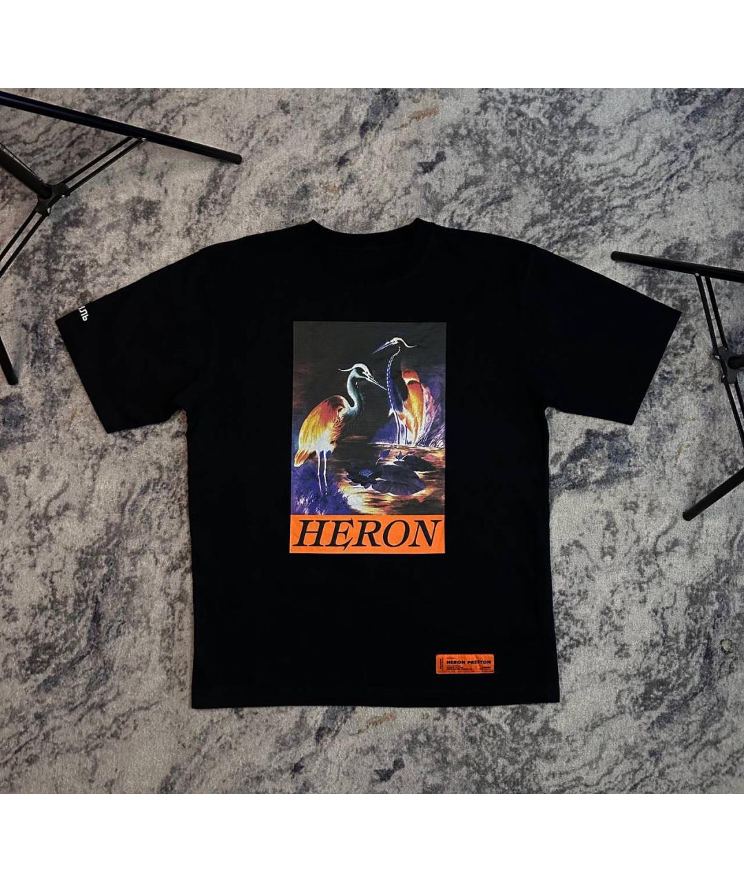 HERON PRESTON Черная хлопковая футболка, фото 7