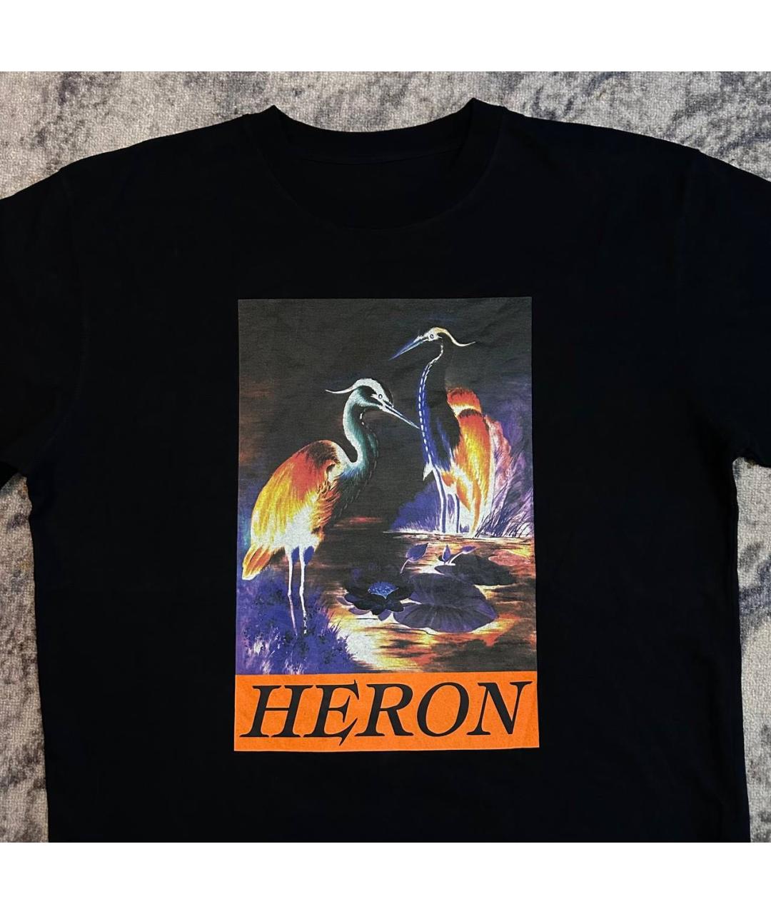 HERON PRESTON Черная хлопковая футболка, фото 2