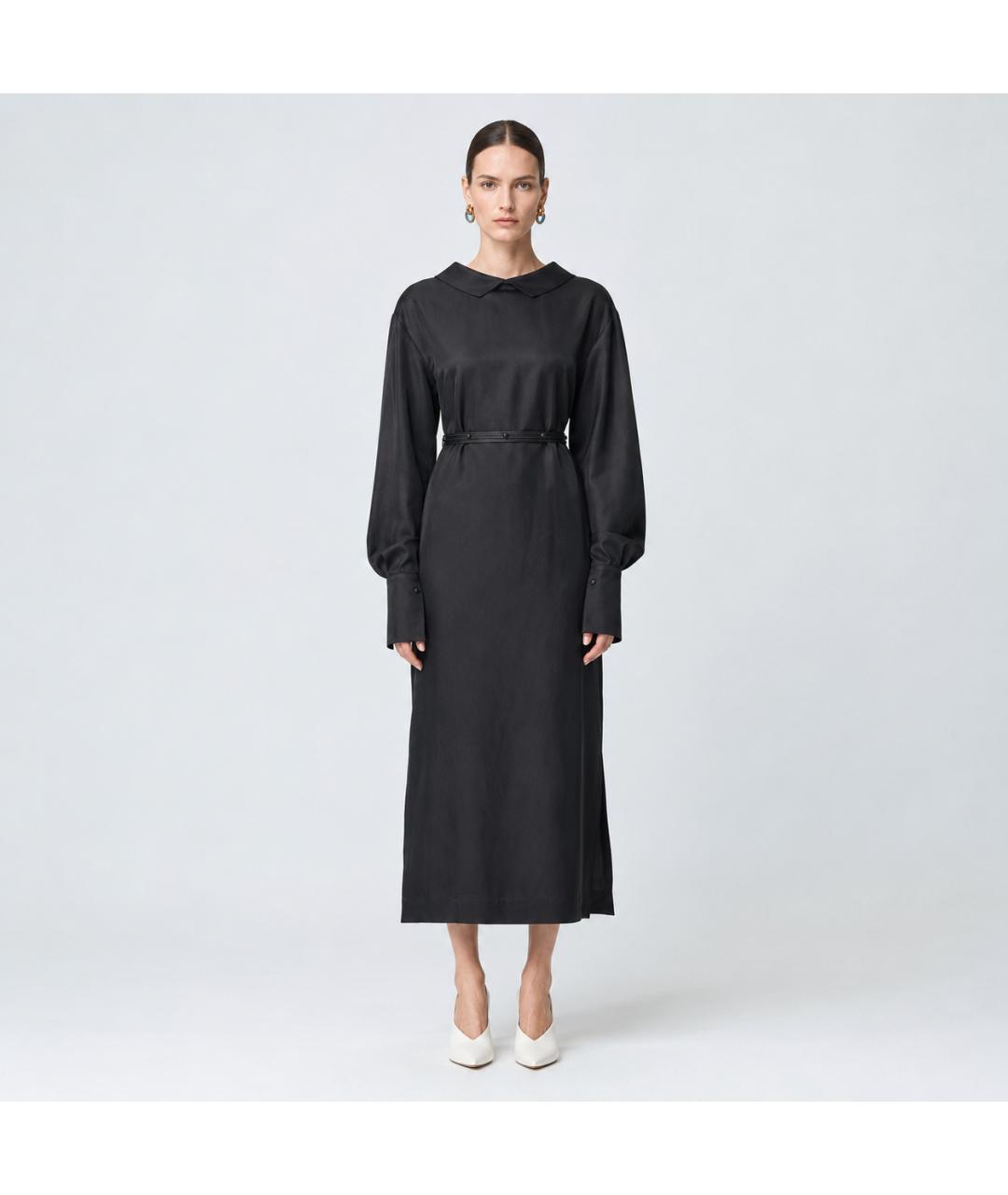 JIL SANDER Черное вискозное вечернее платье, фото 4