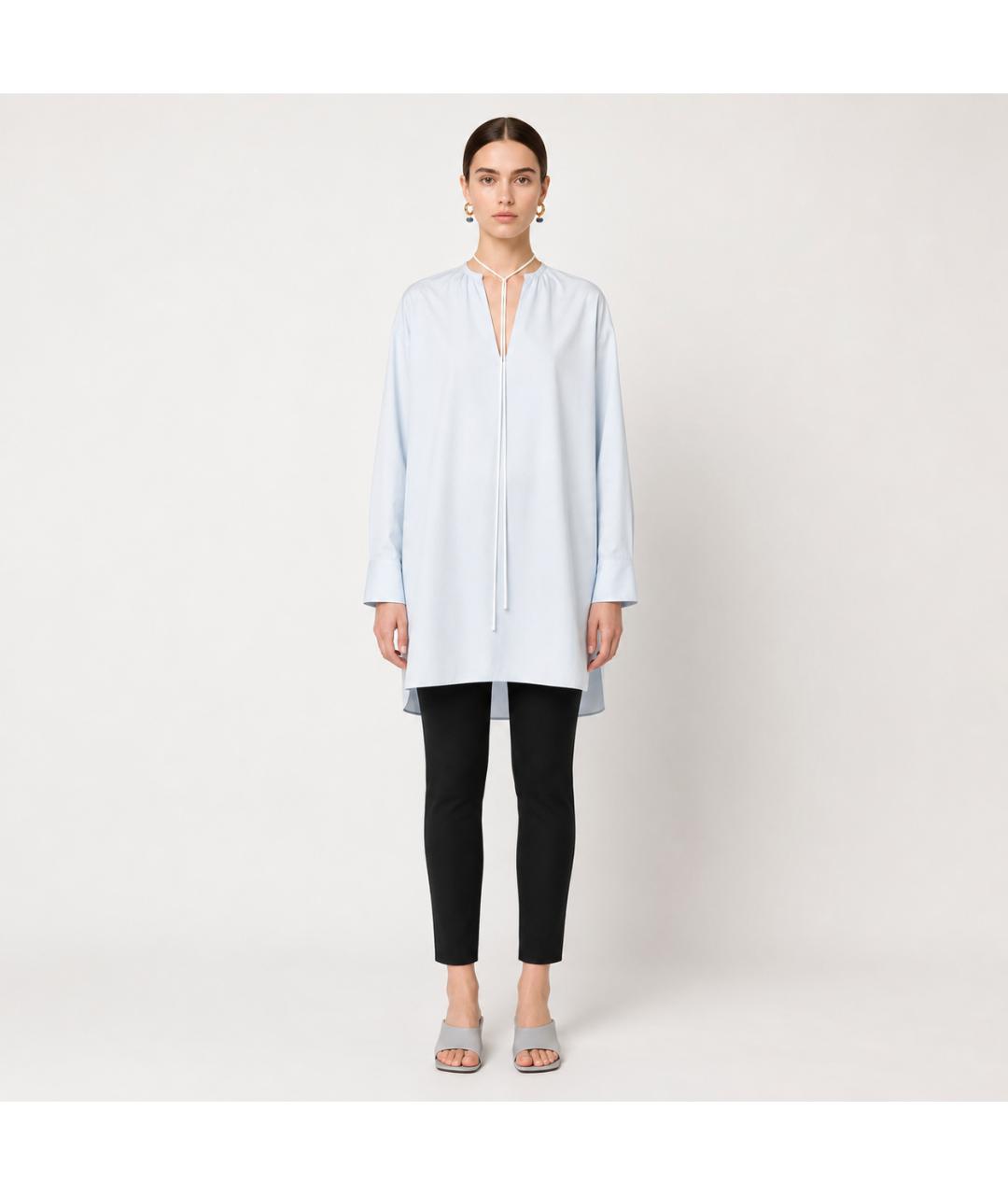 JIL SANDER Голубая хлопковая блузы, фото 4