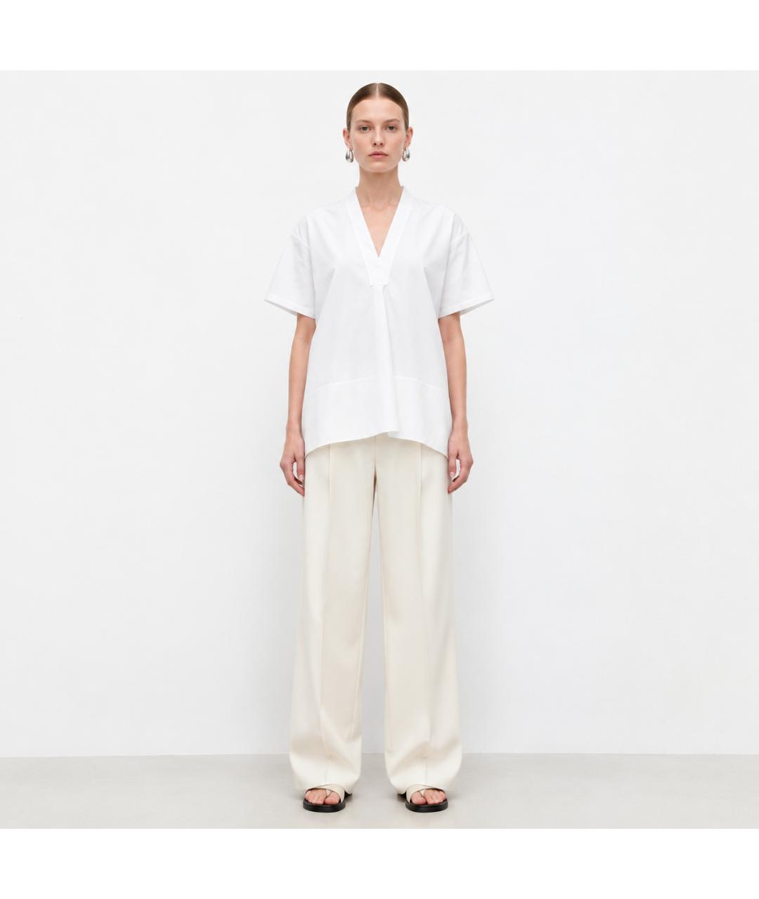 JIL SANDER Белая хлопковая блузы, фото 3