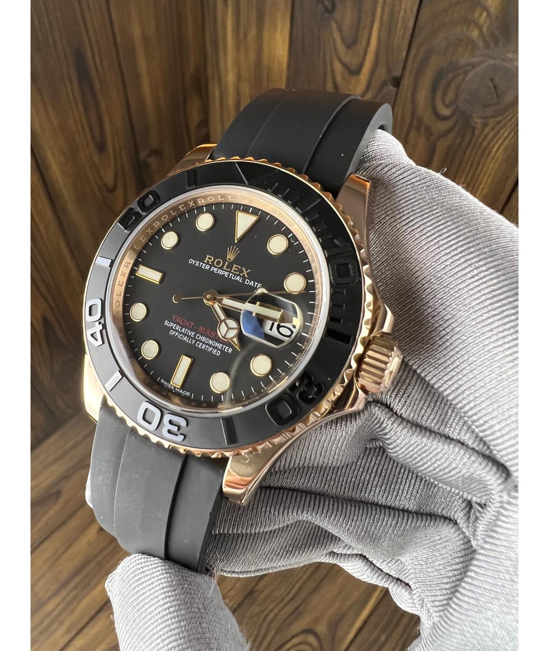 ROLEX Черные часы из розового золота, фото 3