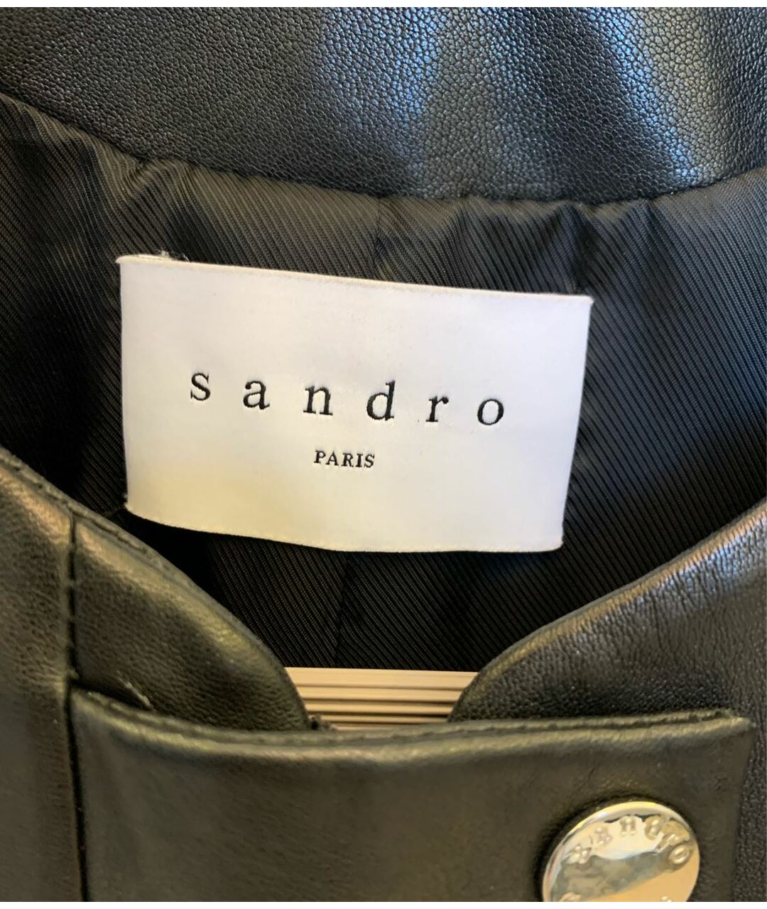 SANDRO Черная кожаная куртка, фото 3