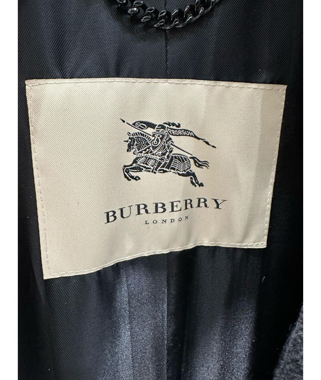 BURBERRY Темно-синее шерстяное пальто, фото 4