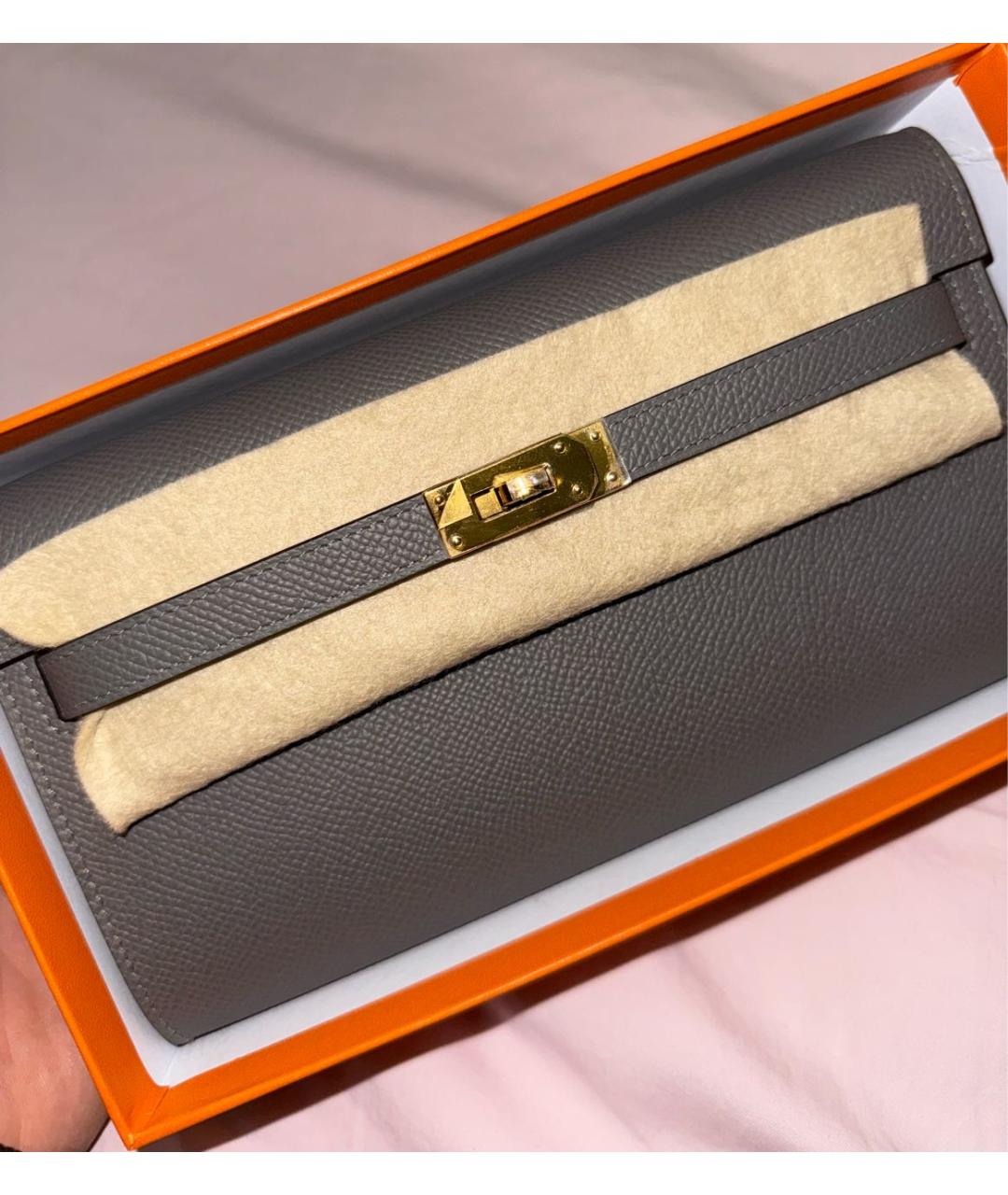HERMES Серая кожаная сумка через плечо, фото 4
