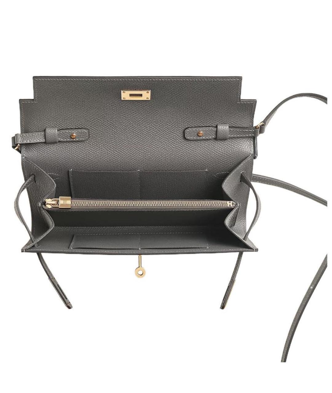 HERMES Серая кожаная сумка через плечо, фото 2