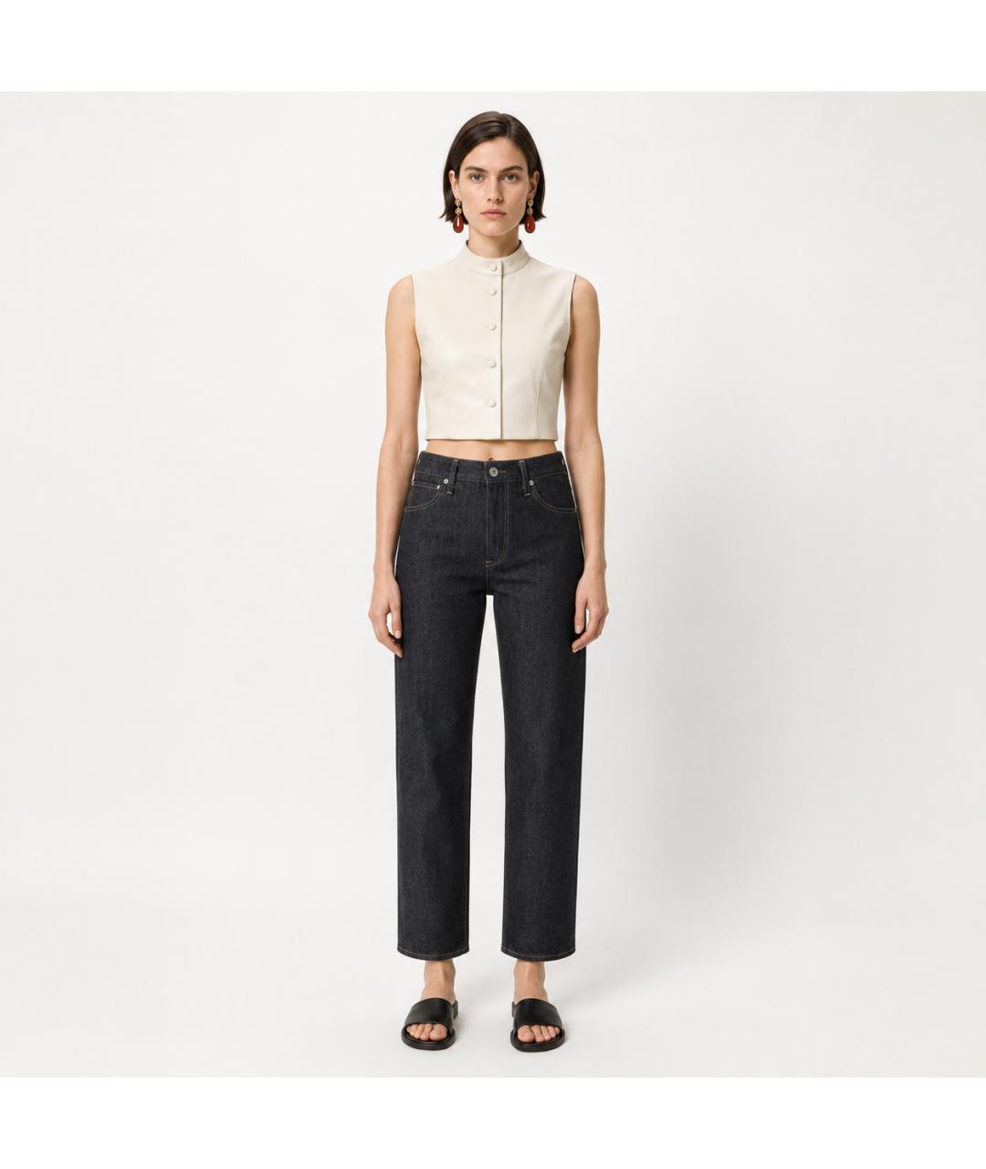 JIL SANDER Темно-синие хлопковые прямые джинсы, фото 4