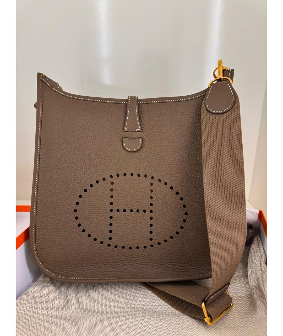 HERMES Коричневая кожаная сумка через плечо, фото 8