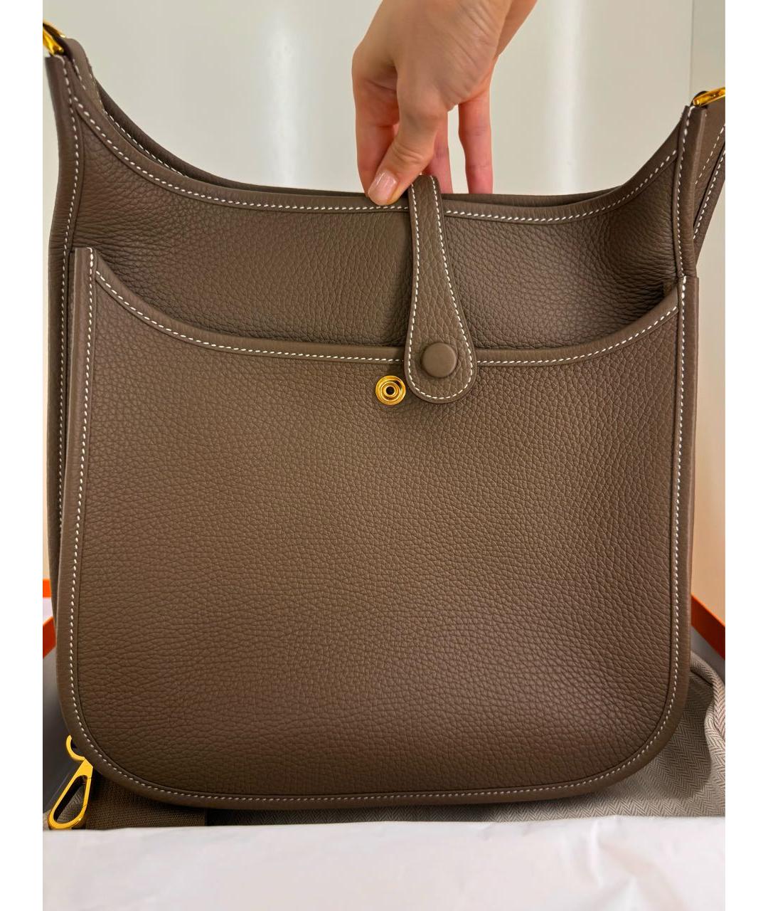 HERMES Коричневая кожаная сумка через плечо, фото 3