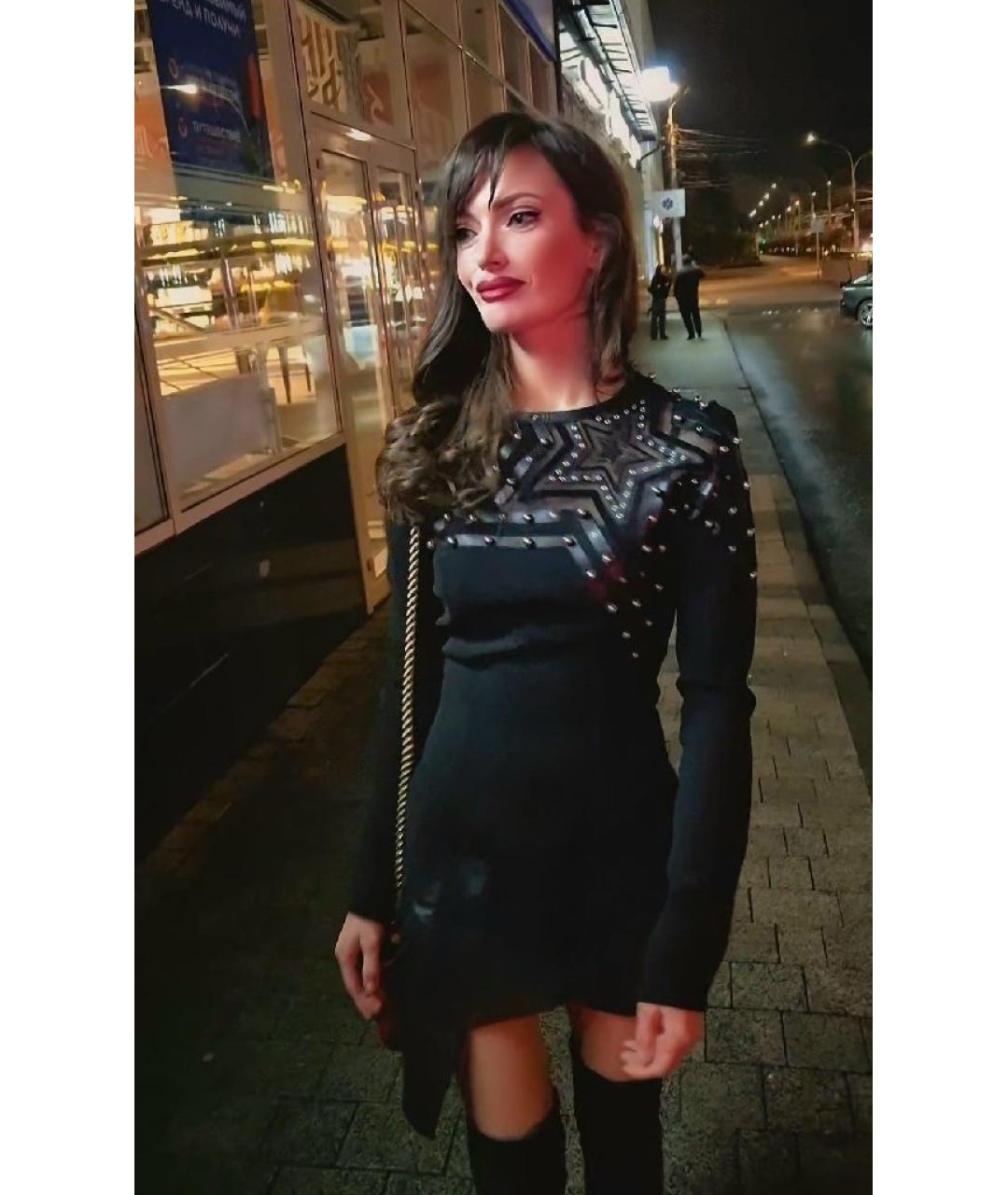 ANTHONY VACCARELLO Черное полиэстеровое повседневное платье, фото 7