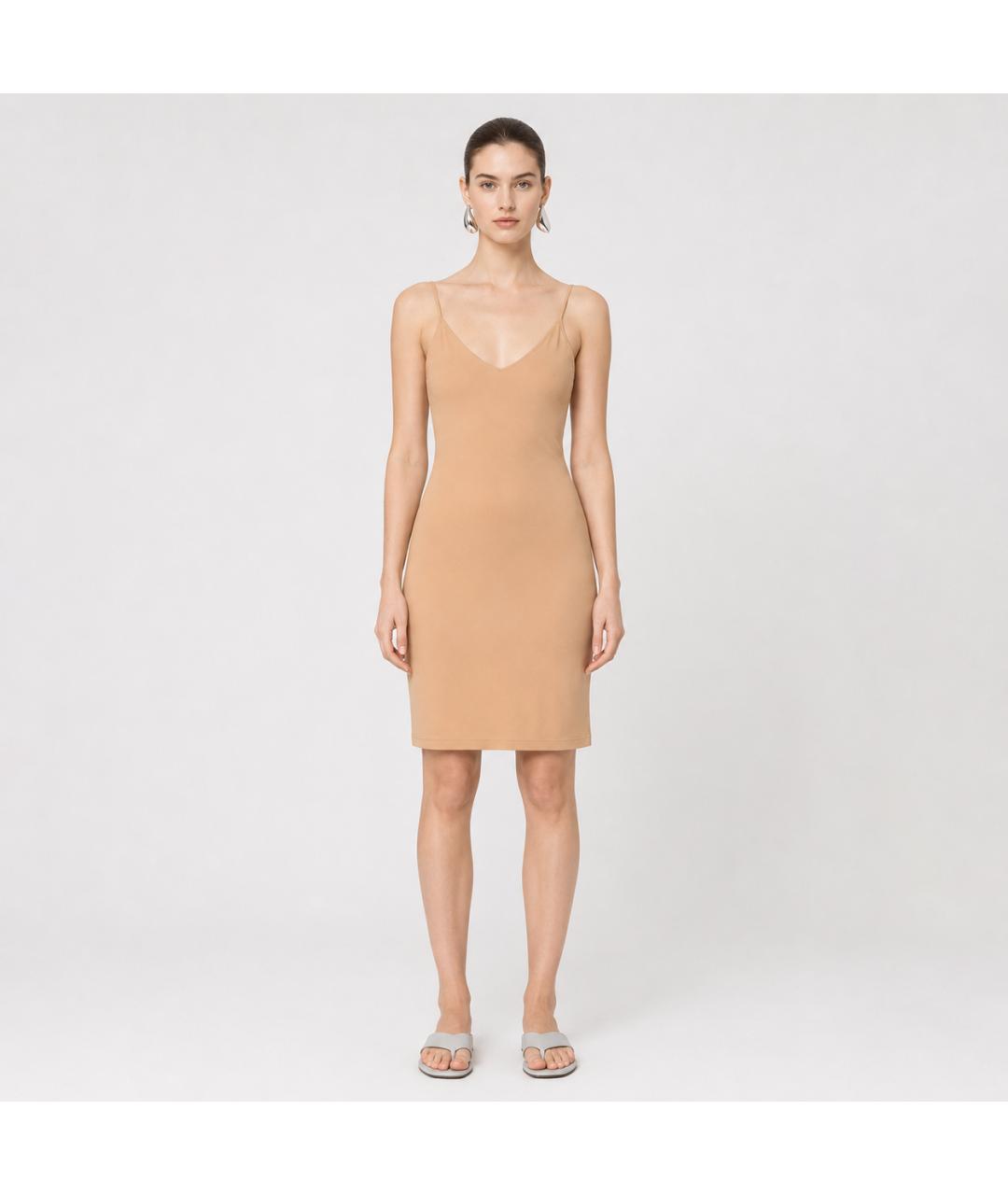 JIL SANDER Бежевое полиамидовое платье, фото 4