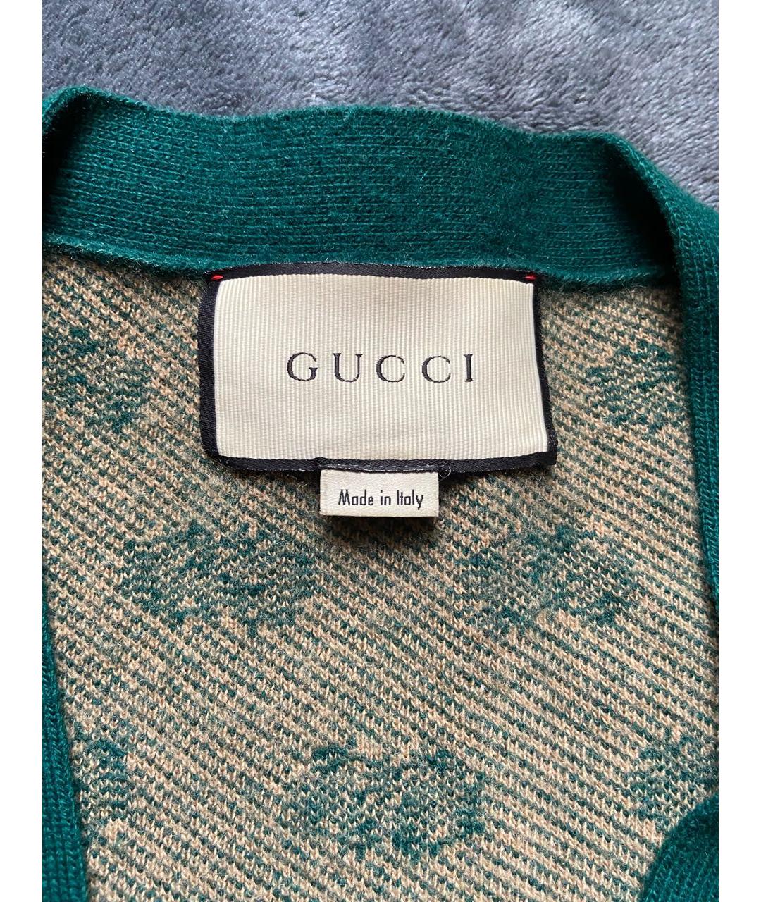 GUCCI Зеленый шерстяной кардиган, фото 3