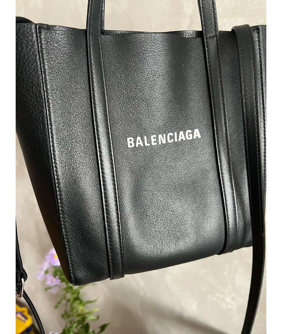 BALENCIAGA Черная кожаная сумка тоут, фото 5