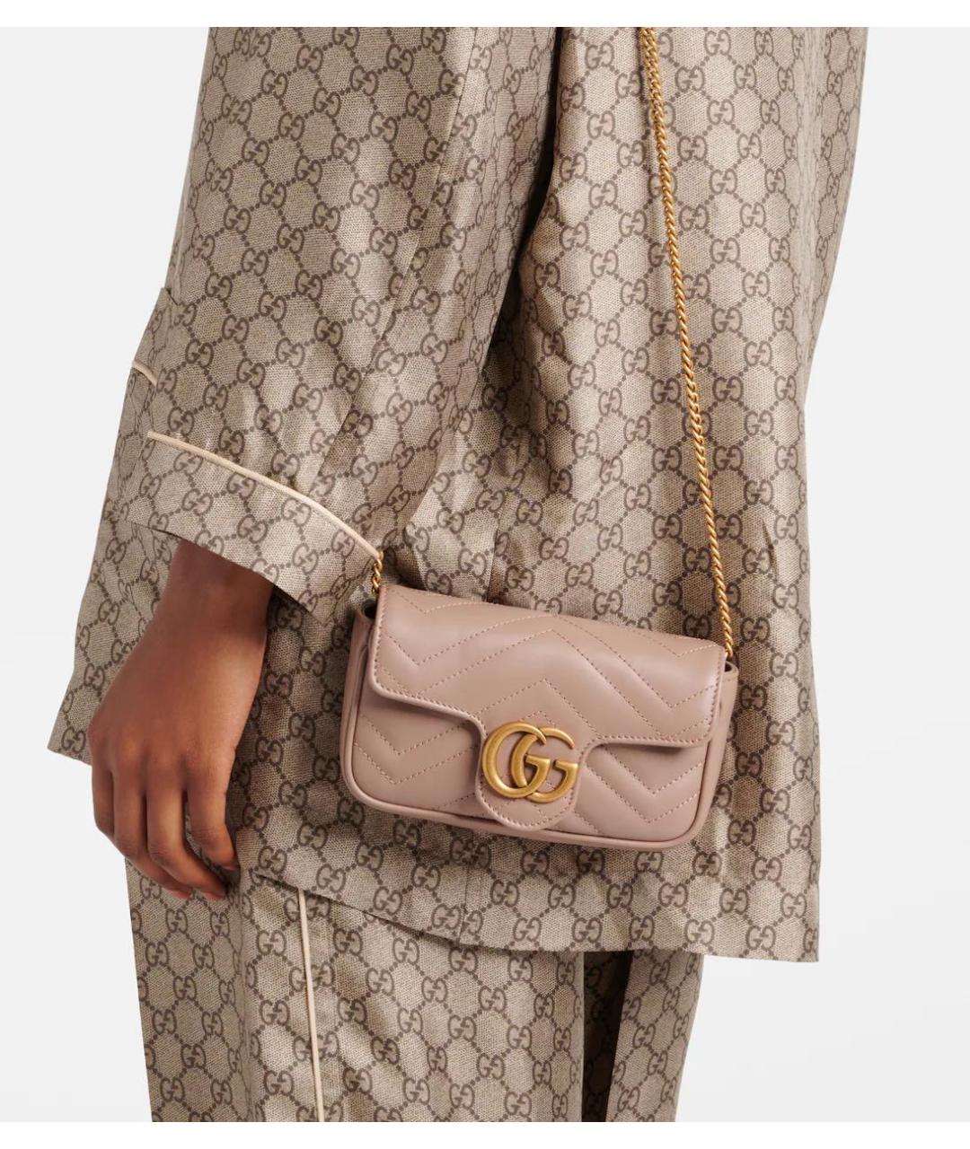 GUCCI Бежевая кожаная сумка через плечо, фото 2