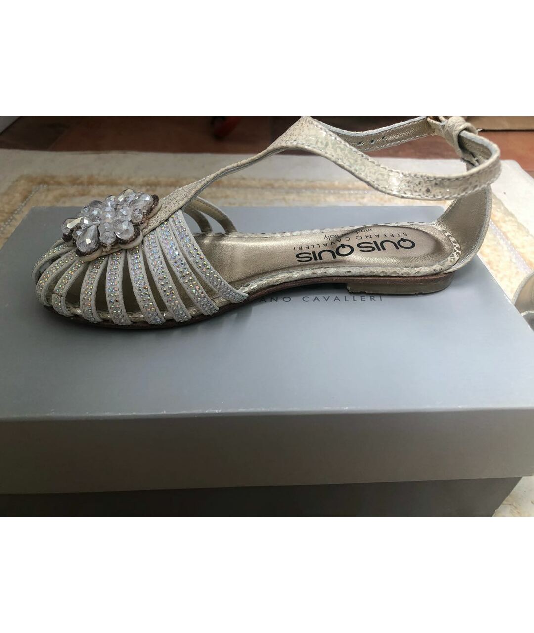 IL GUFO Серебряные кожаные сандалии и шлепанцы, фото 5