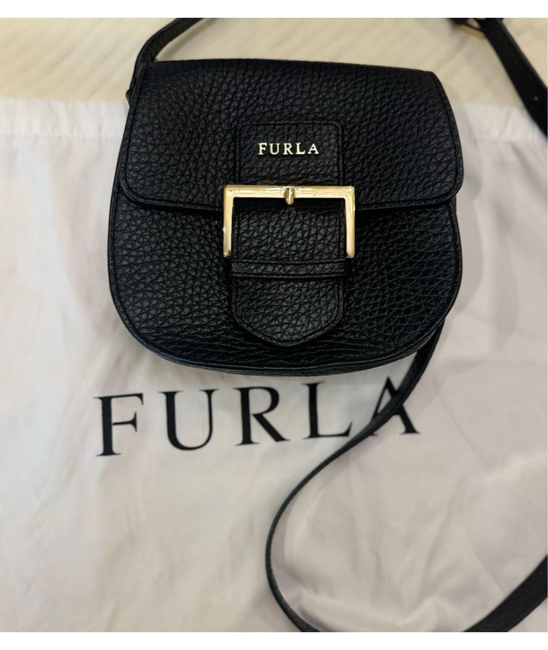 FURLA Черная кожаная сумка через плечо, фото 7