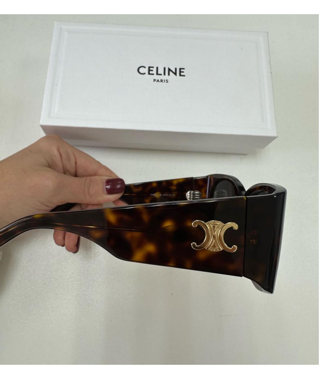 CELINE Коричневые пластиковые солнцезащитные очки, фото 3