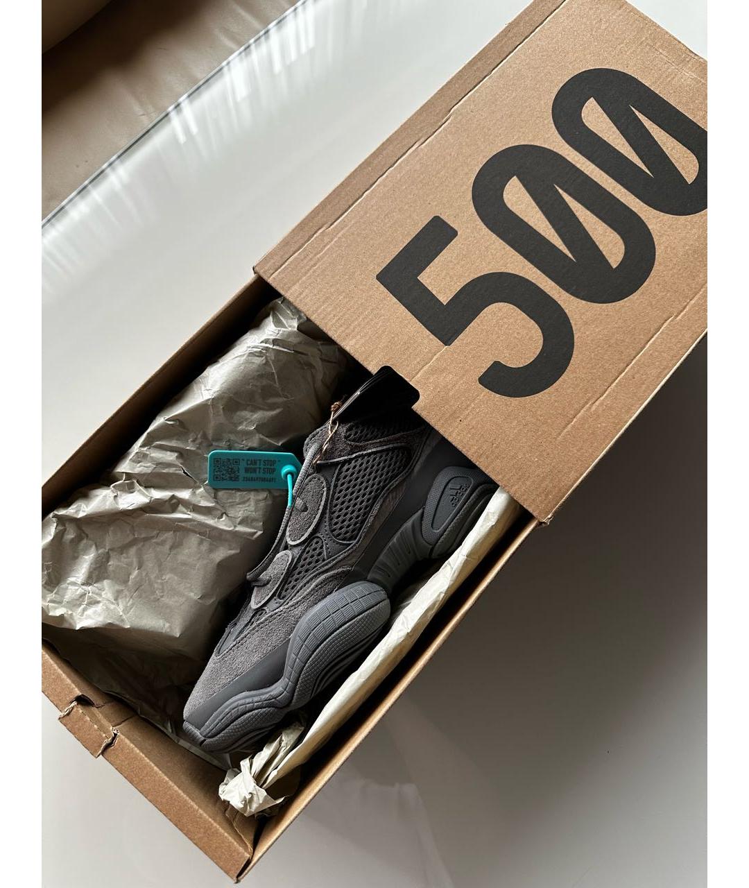 ADIDAS YEEZY Антрацитовые замшевые низкие кроссовки / кеды, фото 3