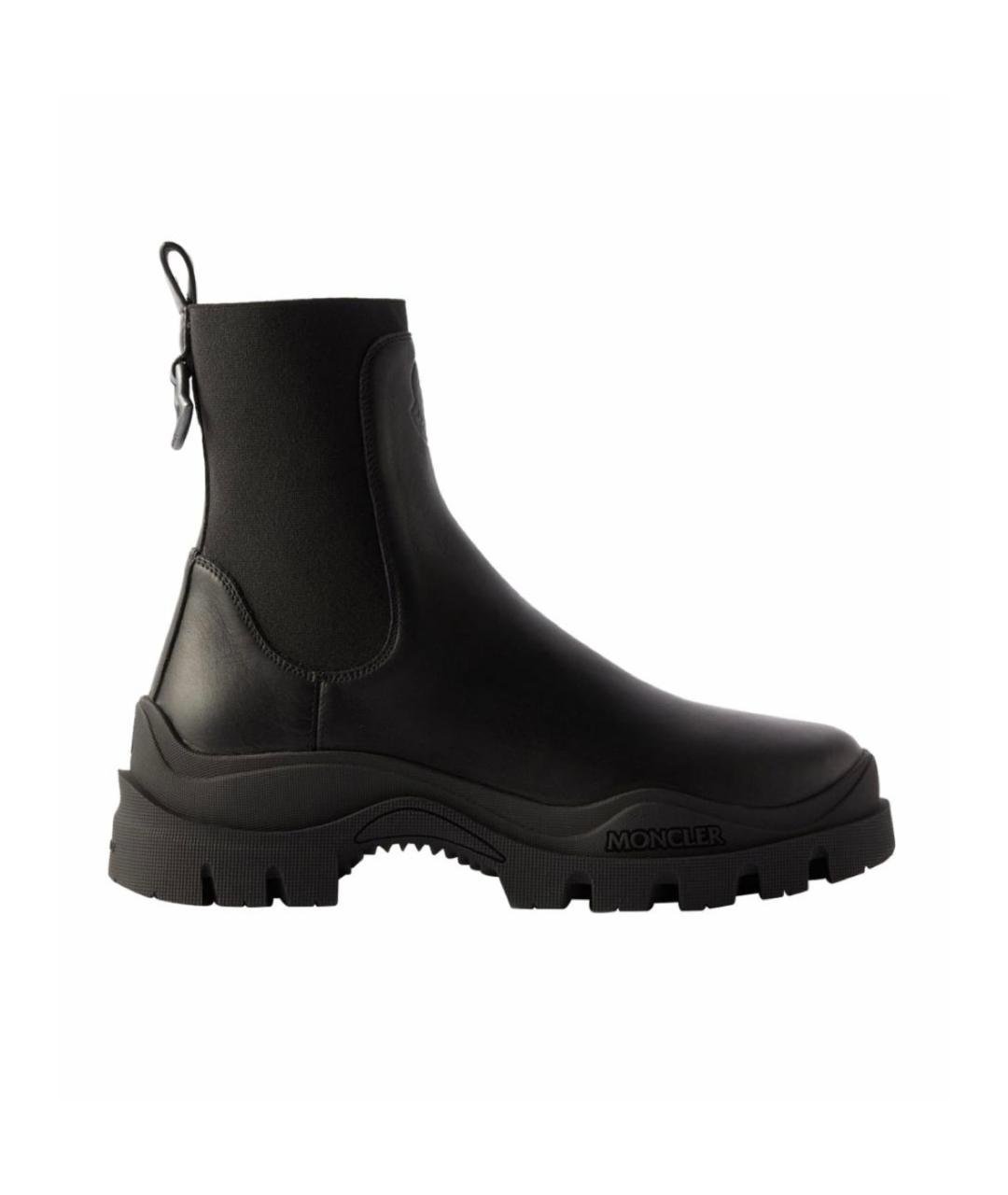 MONCLER Черные кожаные ботинки, фото 1