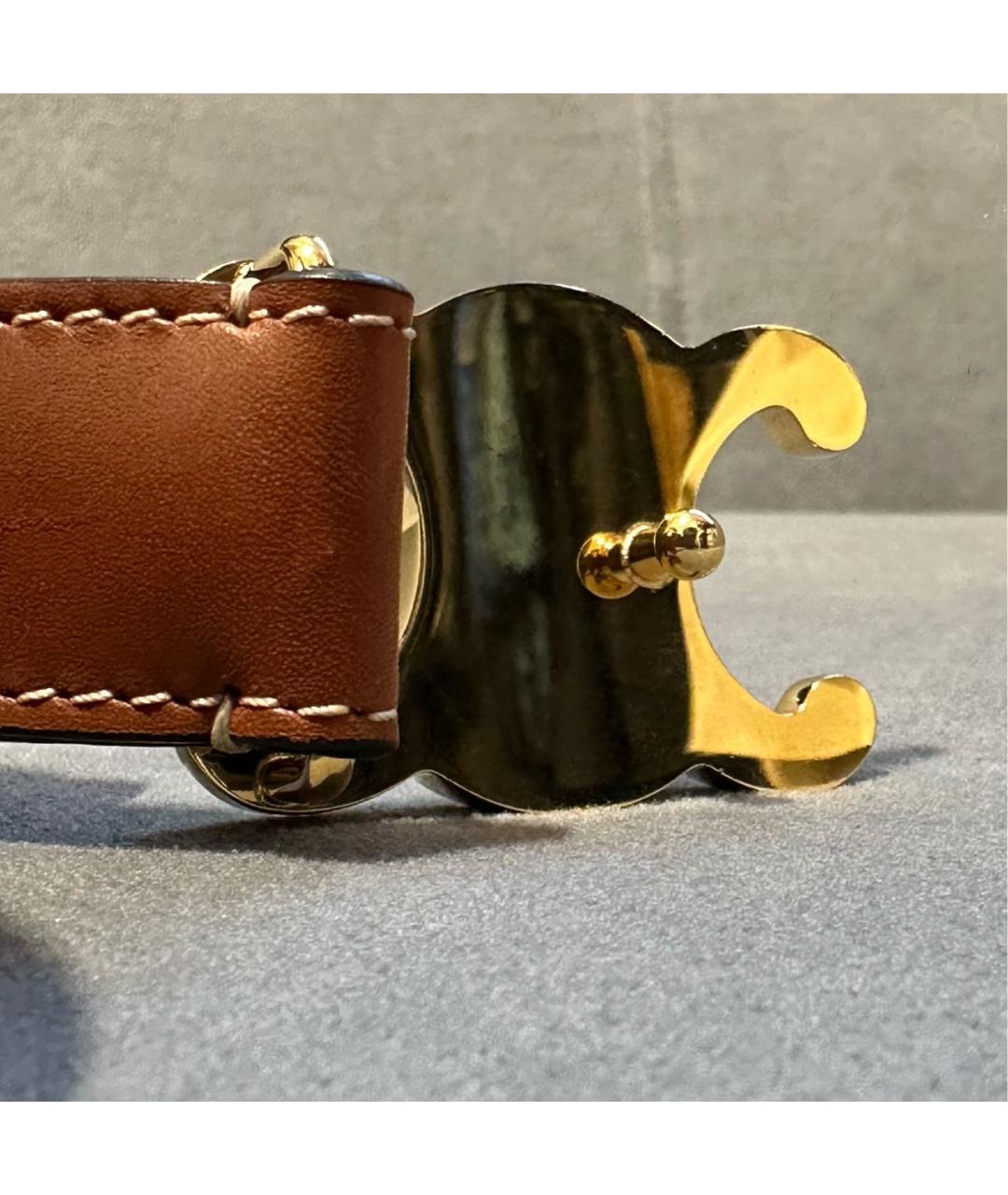 CELINE Коричневый кожаный ремень, фото 4