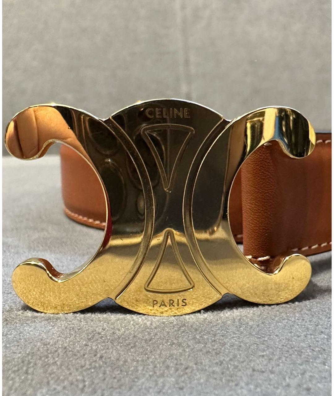 CELINE Коричневый кожаный ремень, фото 7