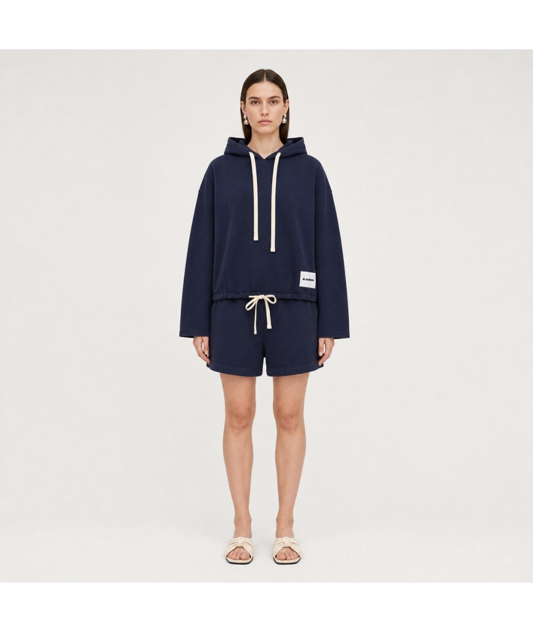 JIL SANDER Синие хлопковые шорты, фото 5