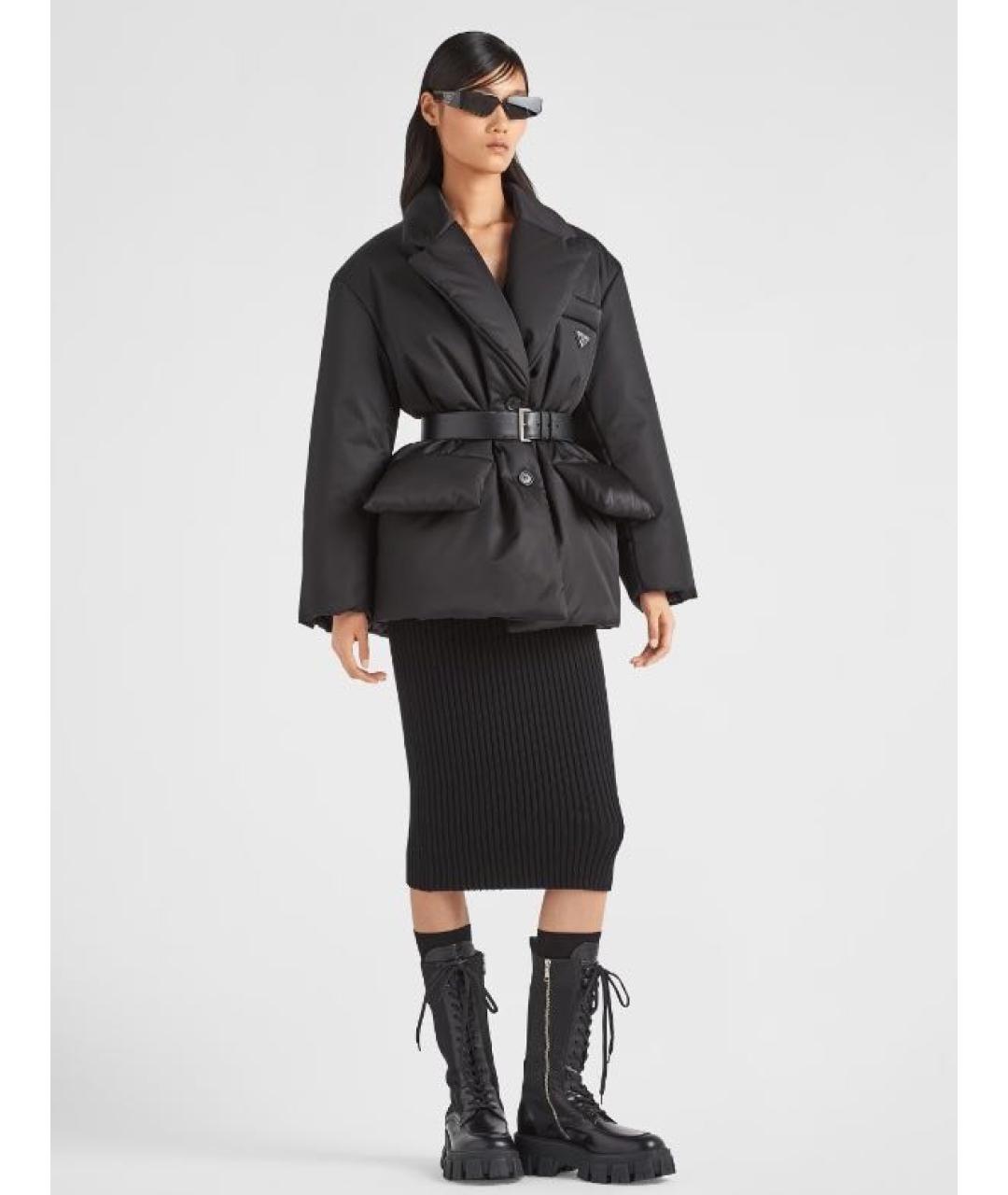 PRADA Черный полиамидовый пуховик, фото 4