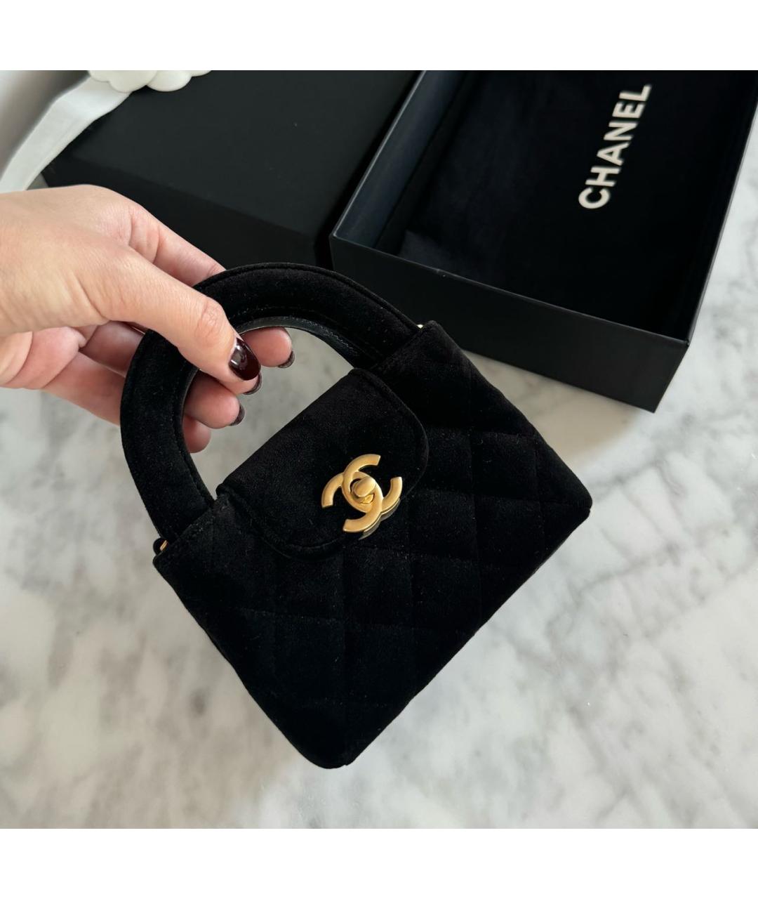 CHANEL Черная бархатная сумка через плечо, фото 3