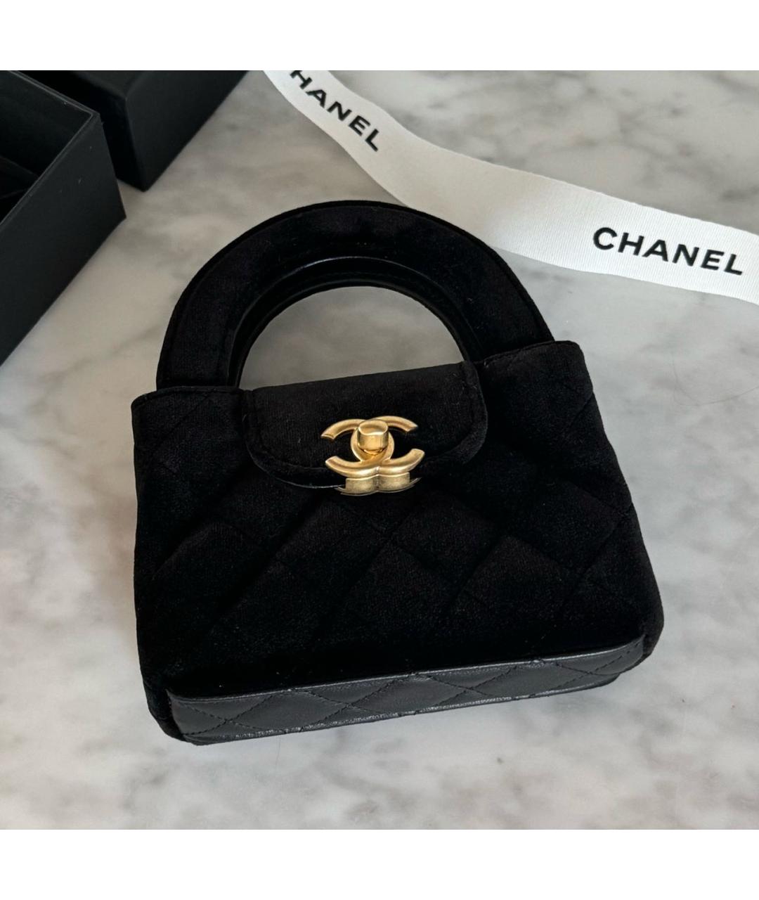 CHANEL Черная бархатная сумка через плечо, фото 4