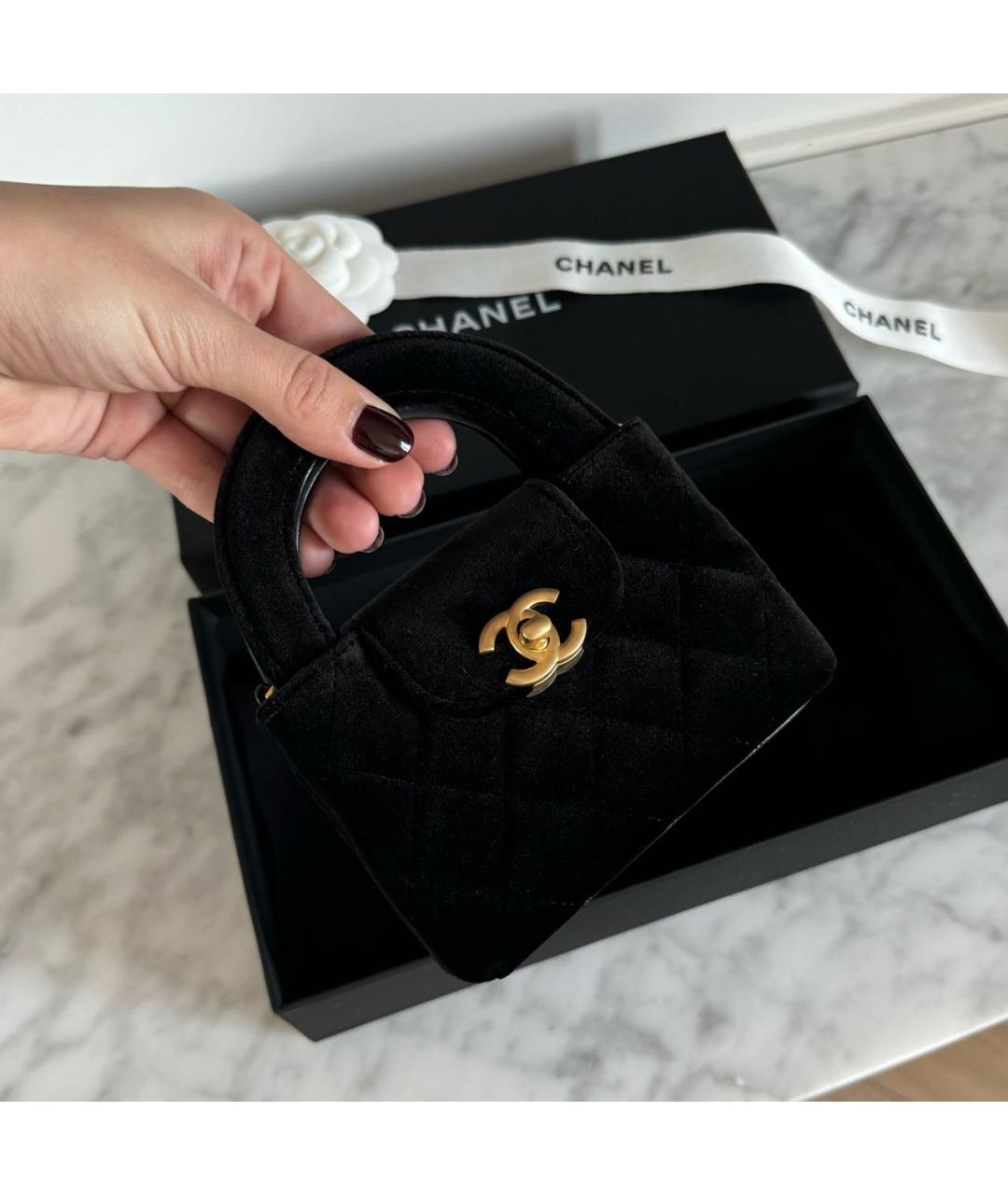 CHANEL Черная бархатная сумка через плечо, фото 2