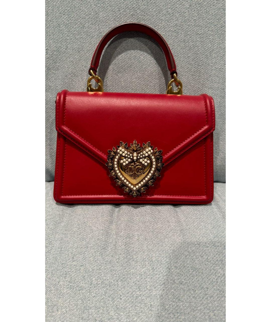 DOLCE&GABBANA Красная кожаная сумка с короткими ручками, фото 7