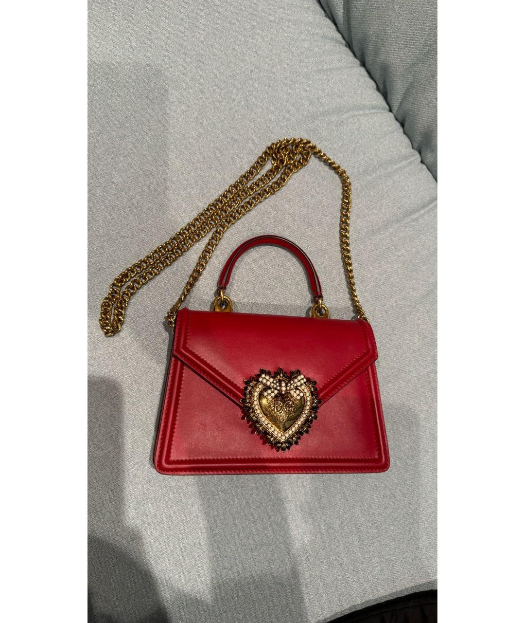 DOLCE&GABBANA Красная кожаная сумка с короткими ручками, фото 2