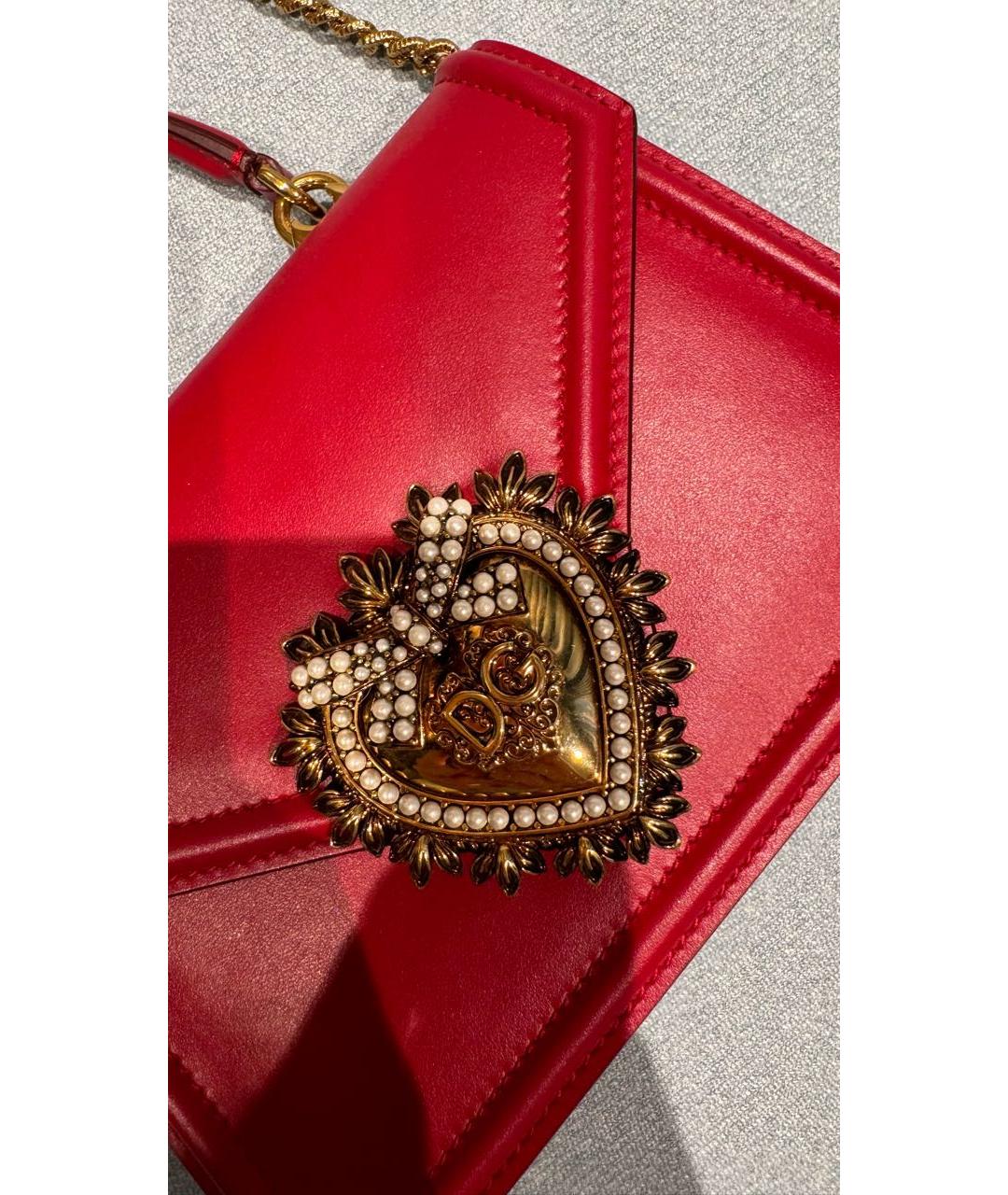 DOLCE&GABBANA Красная кожаная сумка с короткими ручками, фото 5